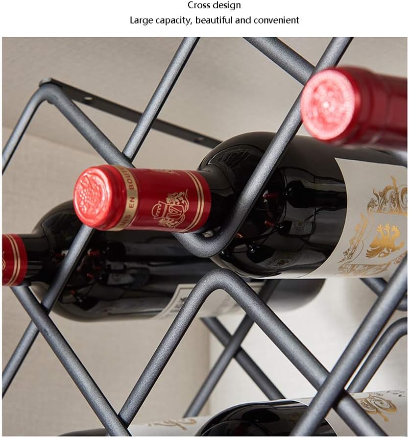 DYPA-AF12 8-Bottle Metal Wine Rack Free Standing Black
