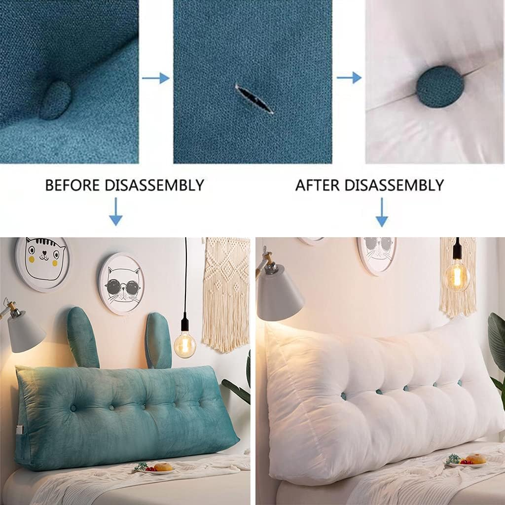 ZZYK Triangular Headboard Pillow with Removable Cover Blue 59inch