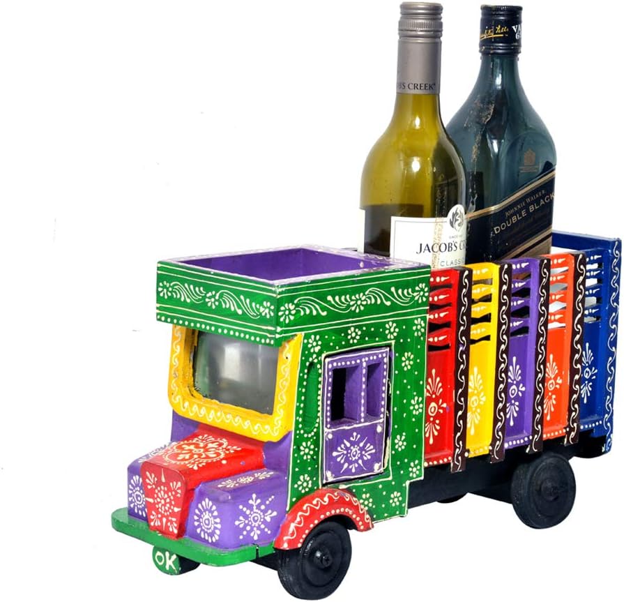 EURASIA Hand Painted Wooden Wine Bottle Stand