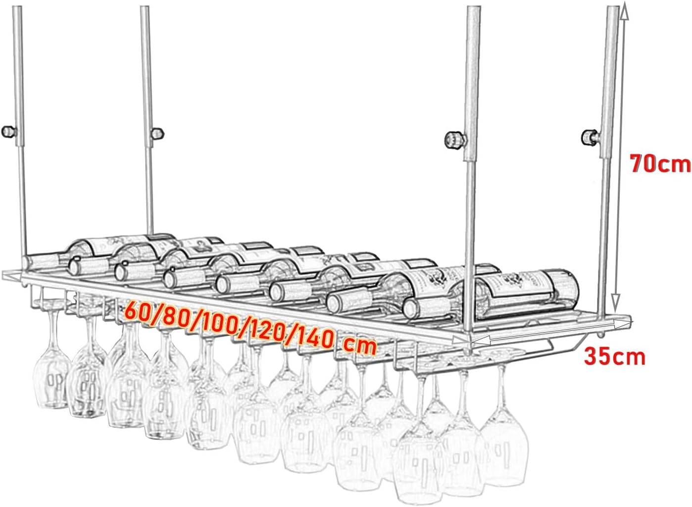 Ceiling Mounted Wine Rack Organizer Metal Glass Holder 1