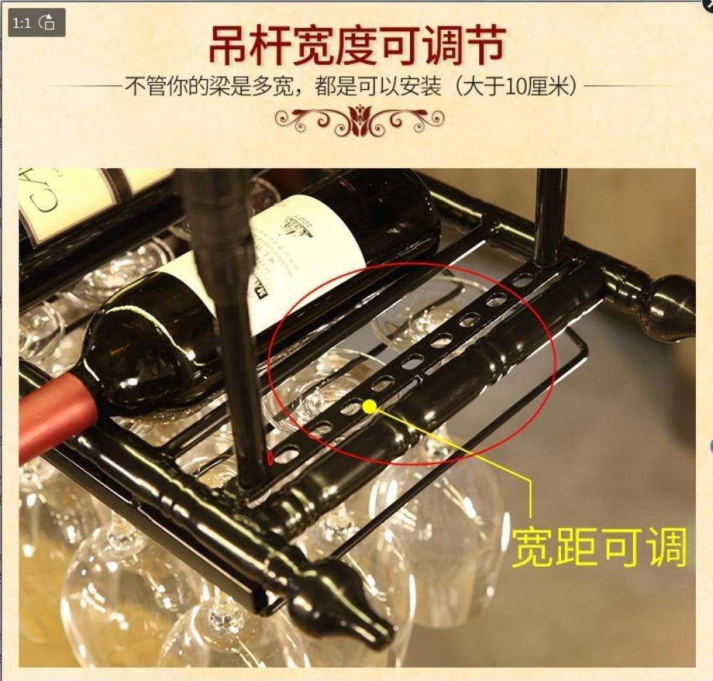 FCHMY Wine Glass Rack - Adjustable Space-Saving Black 80x30cm