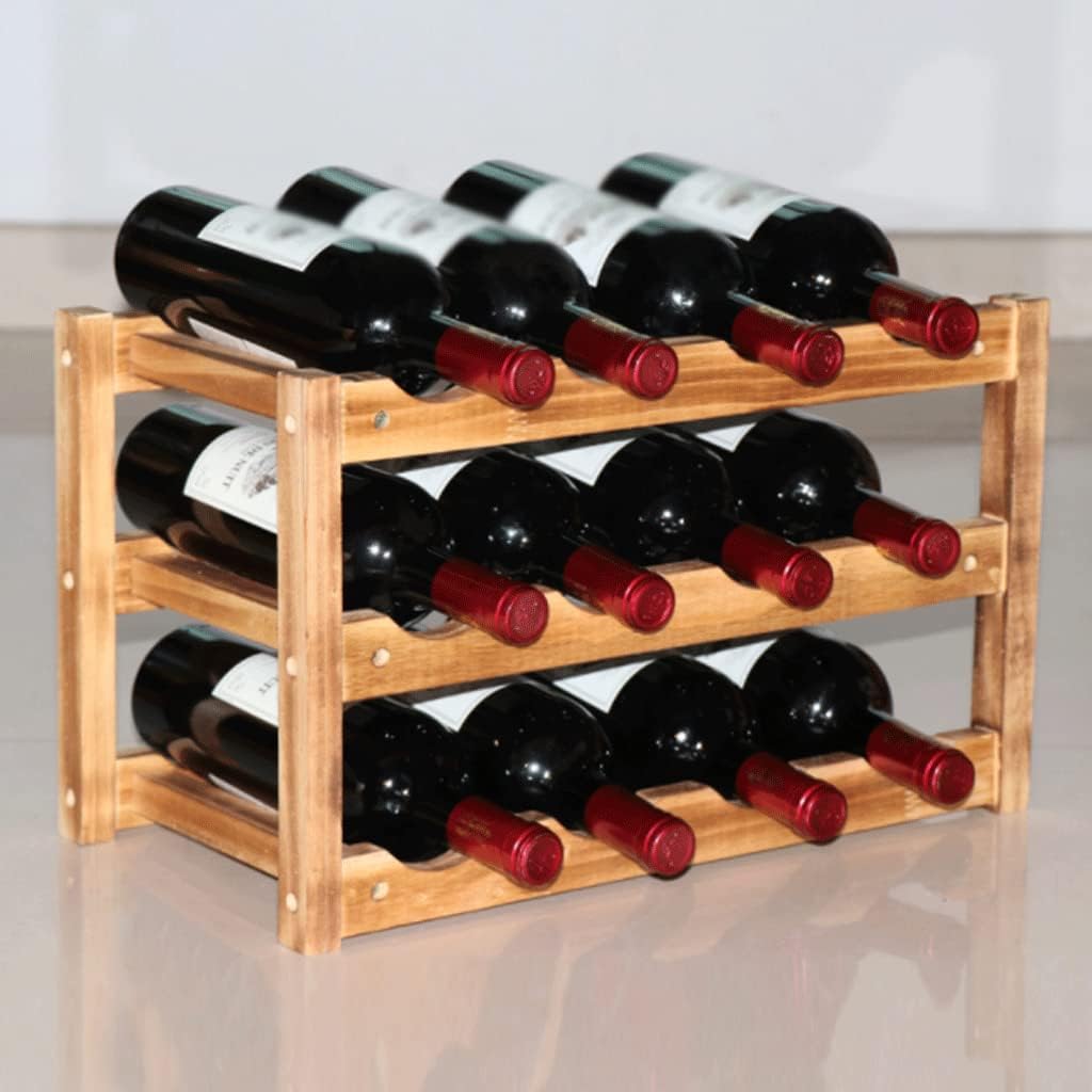 Three-Layer Premium Pine Wine Rack with Screw Reinforcement 12 Bottles