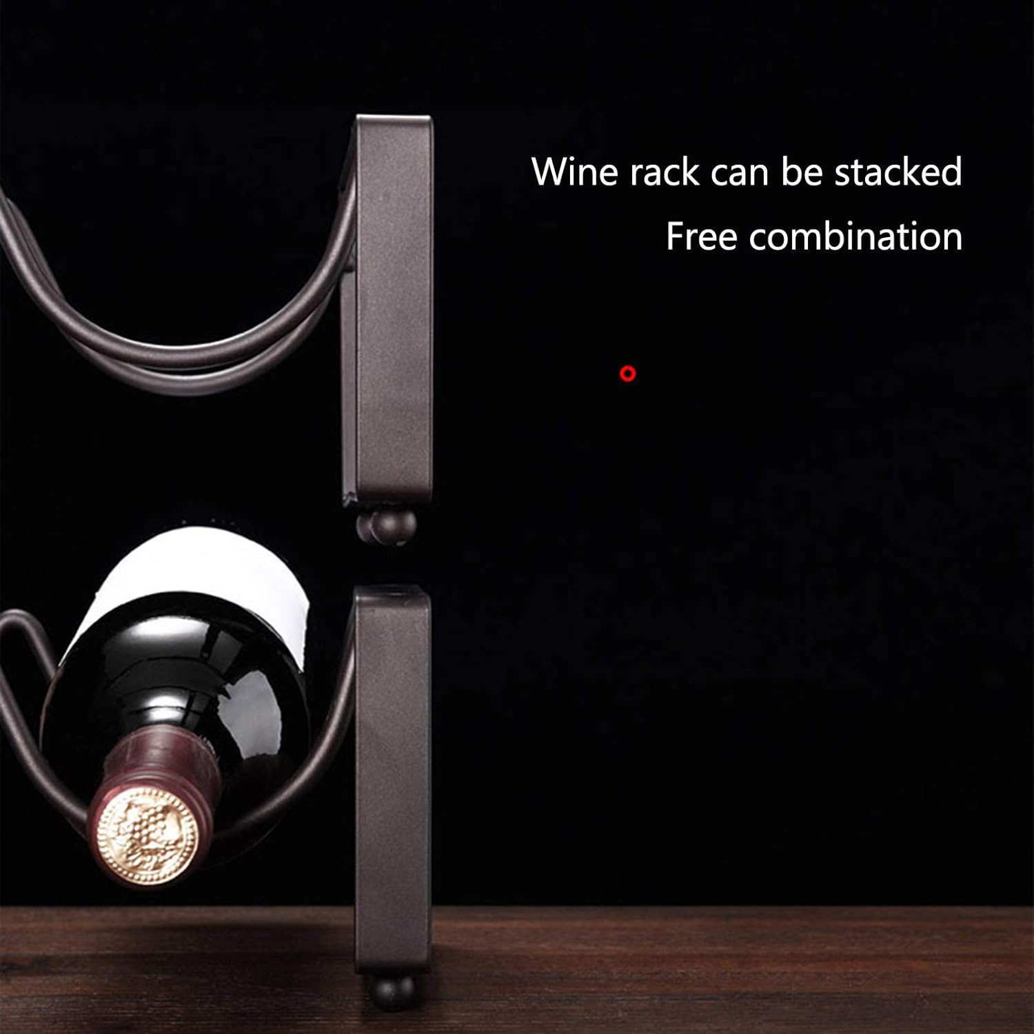 Stackable Metal Wine Rack Set of 2 35x17x11cm Black