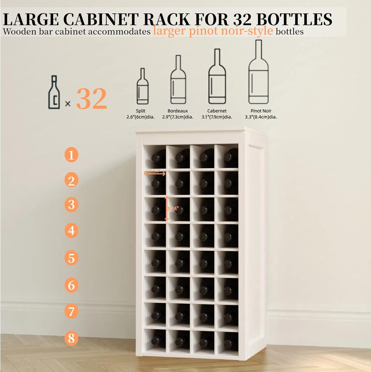 WERSMT 8-Tier Wine Rack Free Standing Floor