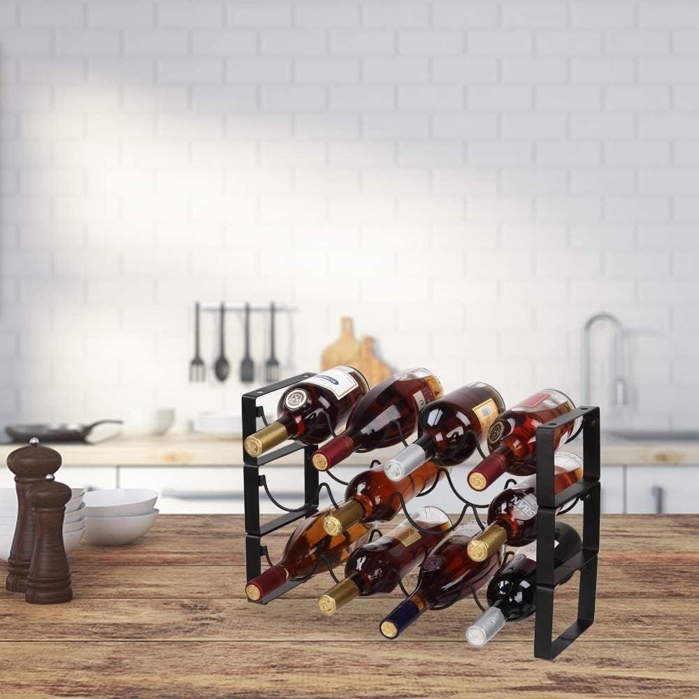 Datoza 3 Tier Stackable Wine Rack 12 Bottles Metal