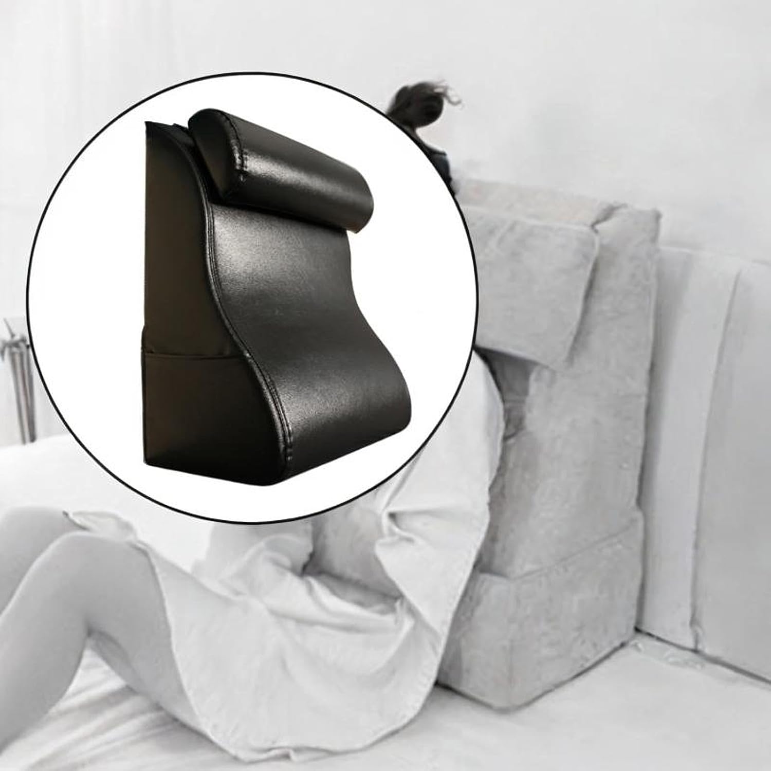 Ioensy Headboard Pillow for Neck and Lumbar Support Black 1