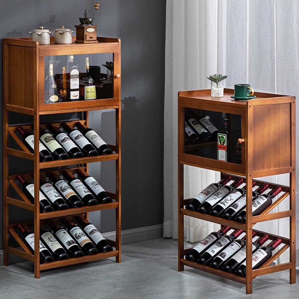 GIZNXBA 28-Bottle Wooden Wine Rack Freestanding Floor Storage