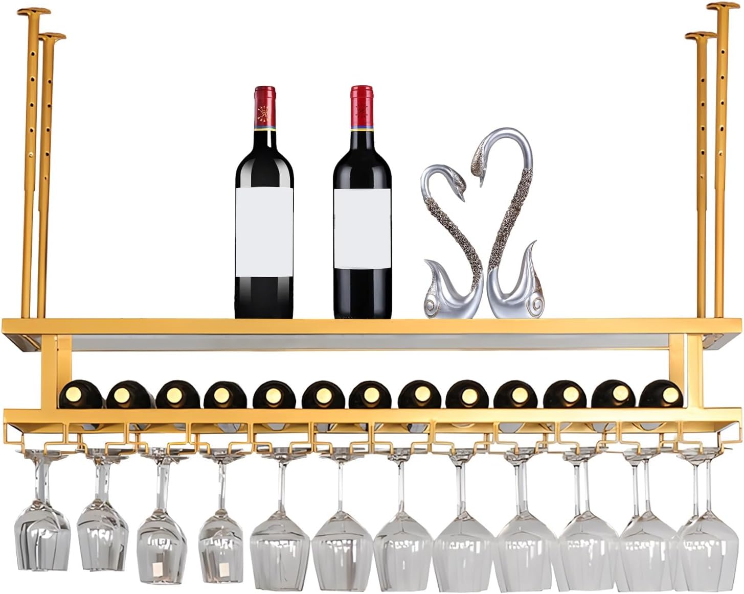 Adjustable Wine Glass Hanger Rack For Kitchen Wine Cellar Bar