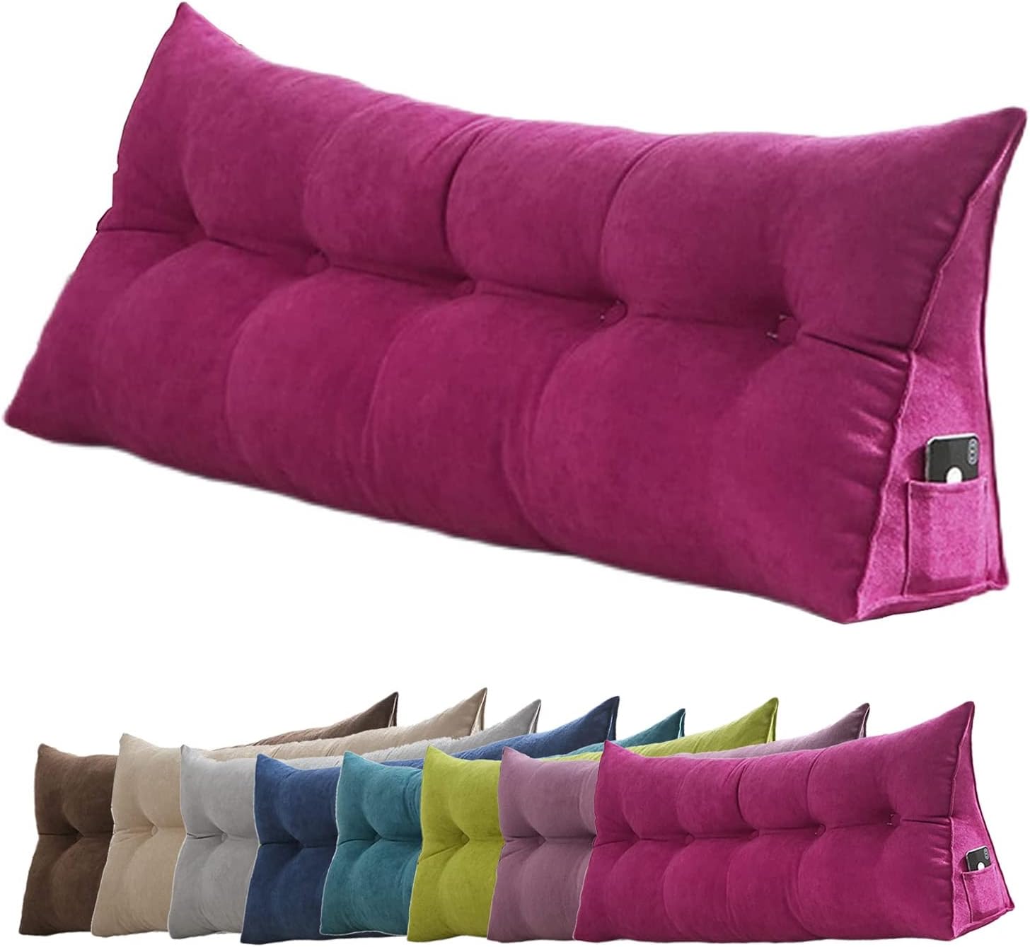HOFFTI Backrest Cushion Triangular Pillow 150cm Fuchsia Headboard Pillow for Daybed Bed