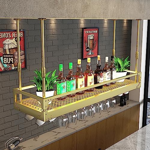Generic Adjustable Ceiling Wine Glass Rack with LED Light