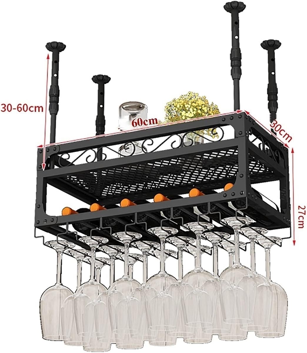 Suuim Adjustable Height Wine Rack with Hanging Holder