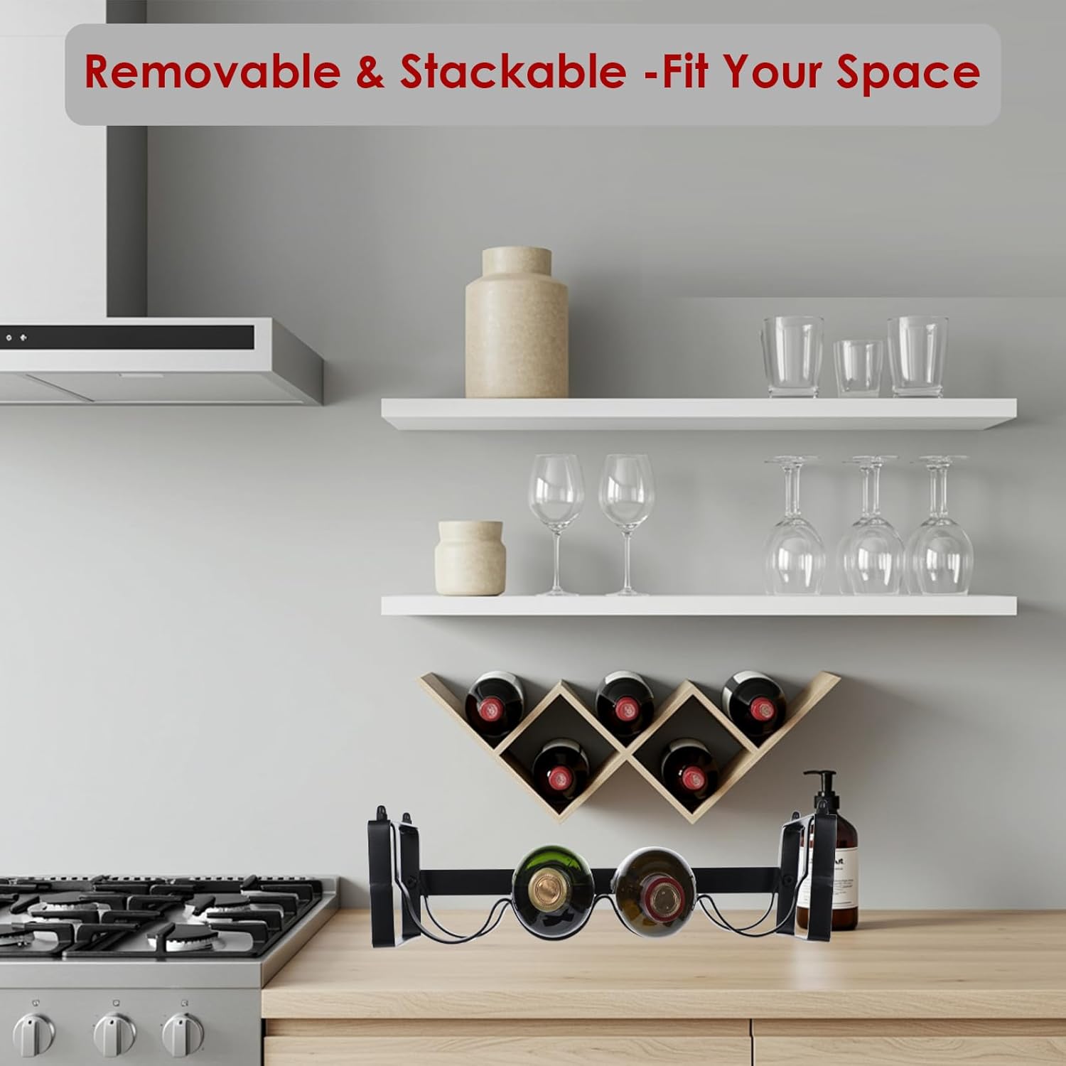 Stackable Wine Rack with 3 Installation Options