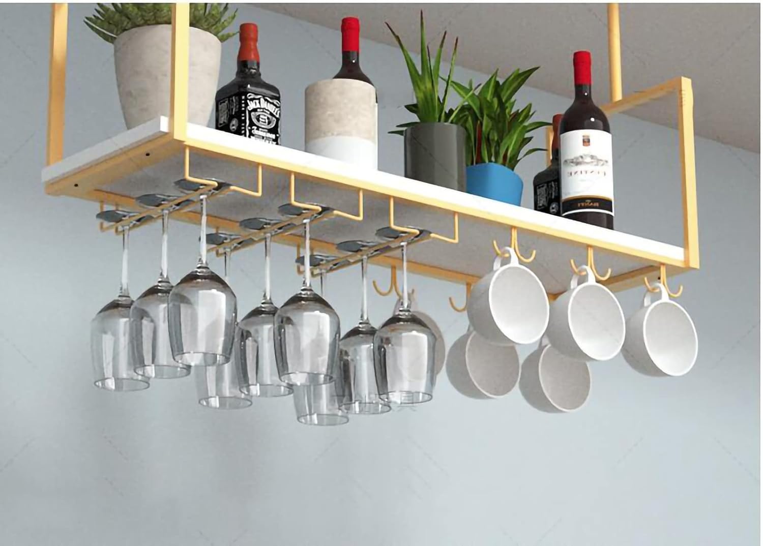 KOHARA Wall-Mounted Wine Rack with Iron Brackets