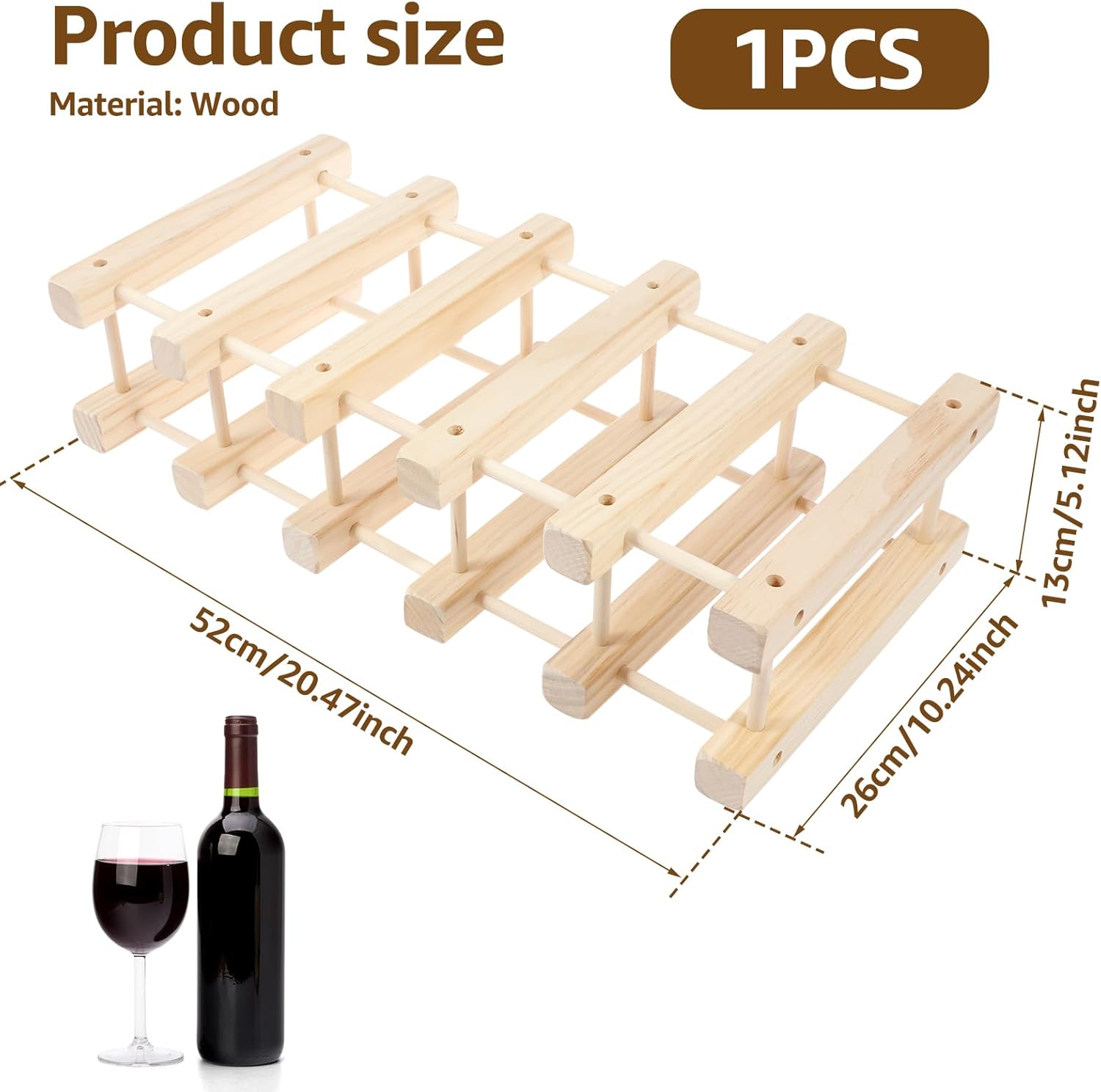 10 Bottle Freestanding Wood Wine Rack