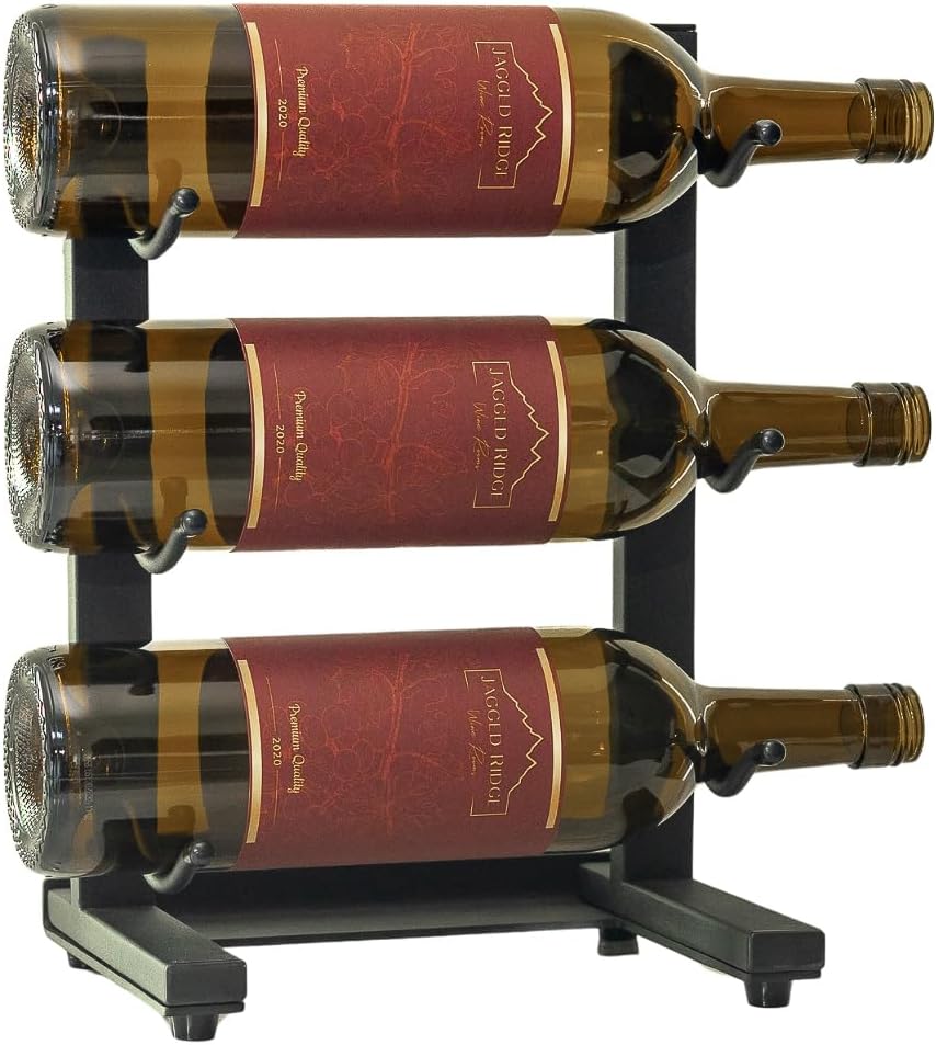 Compact 3-Bottle Wine Rack with Elegant Metal Design