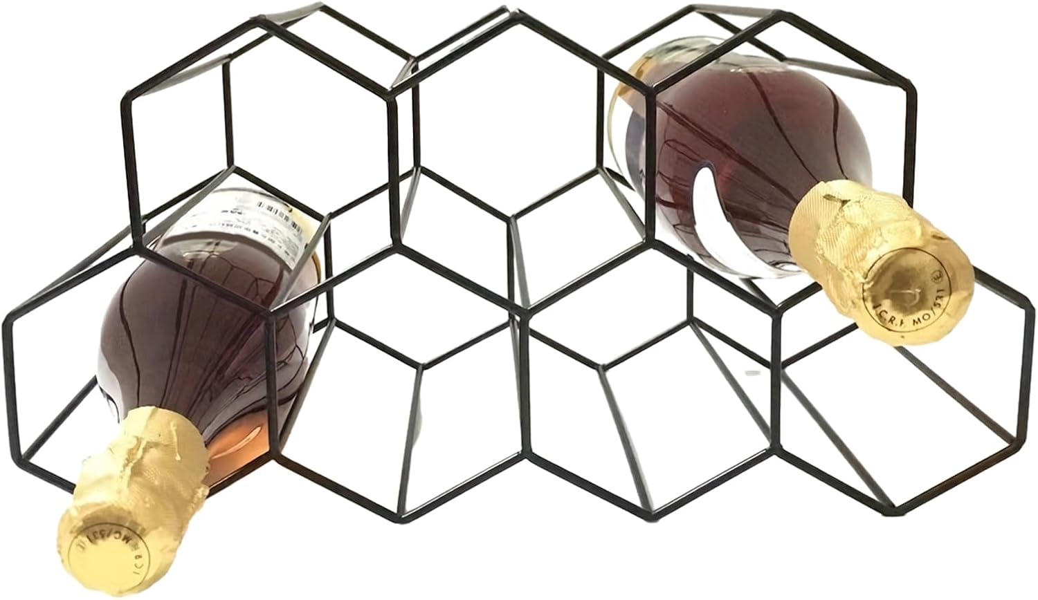 Awakentti Freestanding Wine Rack 7 Bottles Black Glass 1