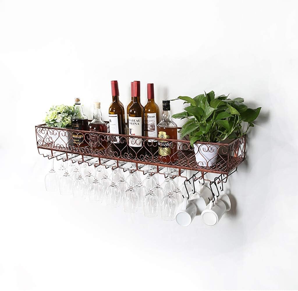 Metal Wine Rack with Glass Holder for Wall Mount