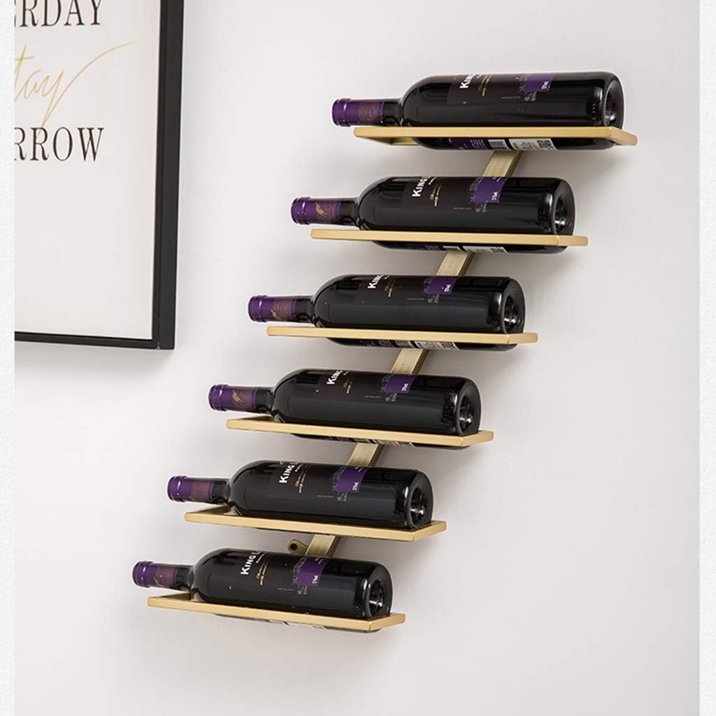 Suuim Wall Mounted Wine Rack 6 Bottles Durable Metal Holder