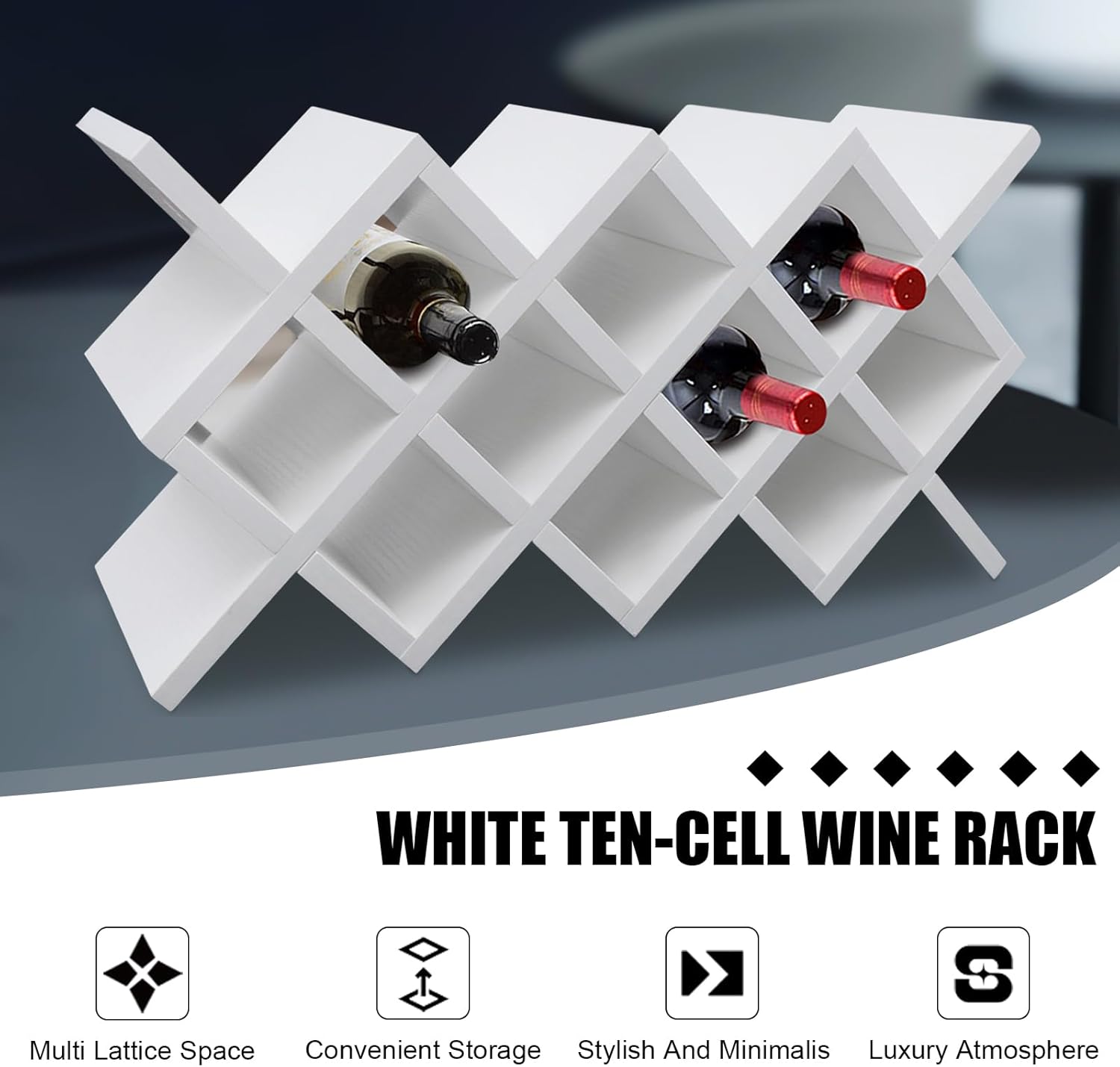 Modern Freestanding Wine Rack with 10 Grids