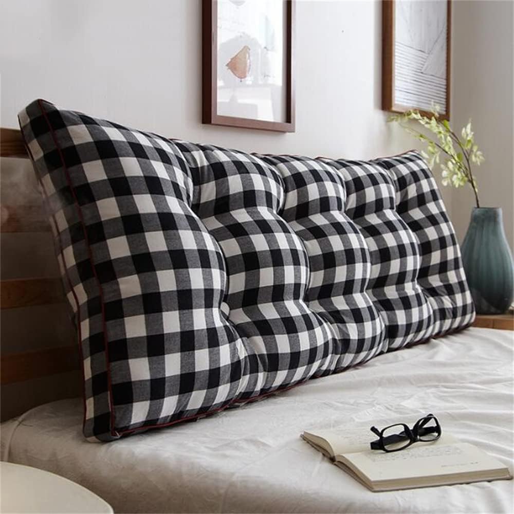 ZZYK Soft Plaid Reading Pillow with Headboard Support