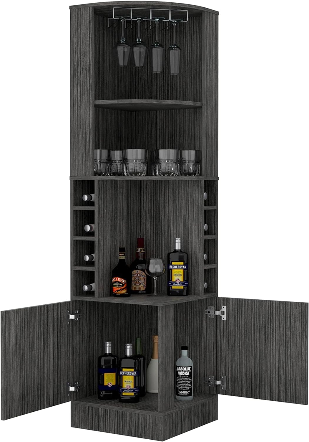 Extra Large Capacity Wine Cabinet with Double Doors and 8 Shelves