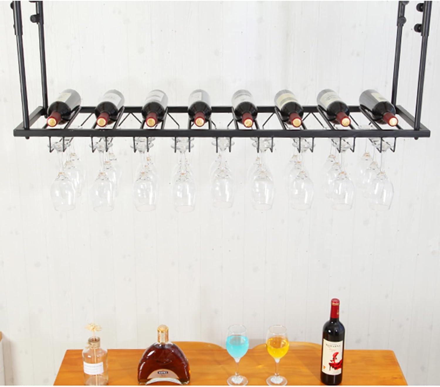 Ceiling Mounted Wine Rack Organizer Metal Glass Holder 1