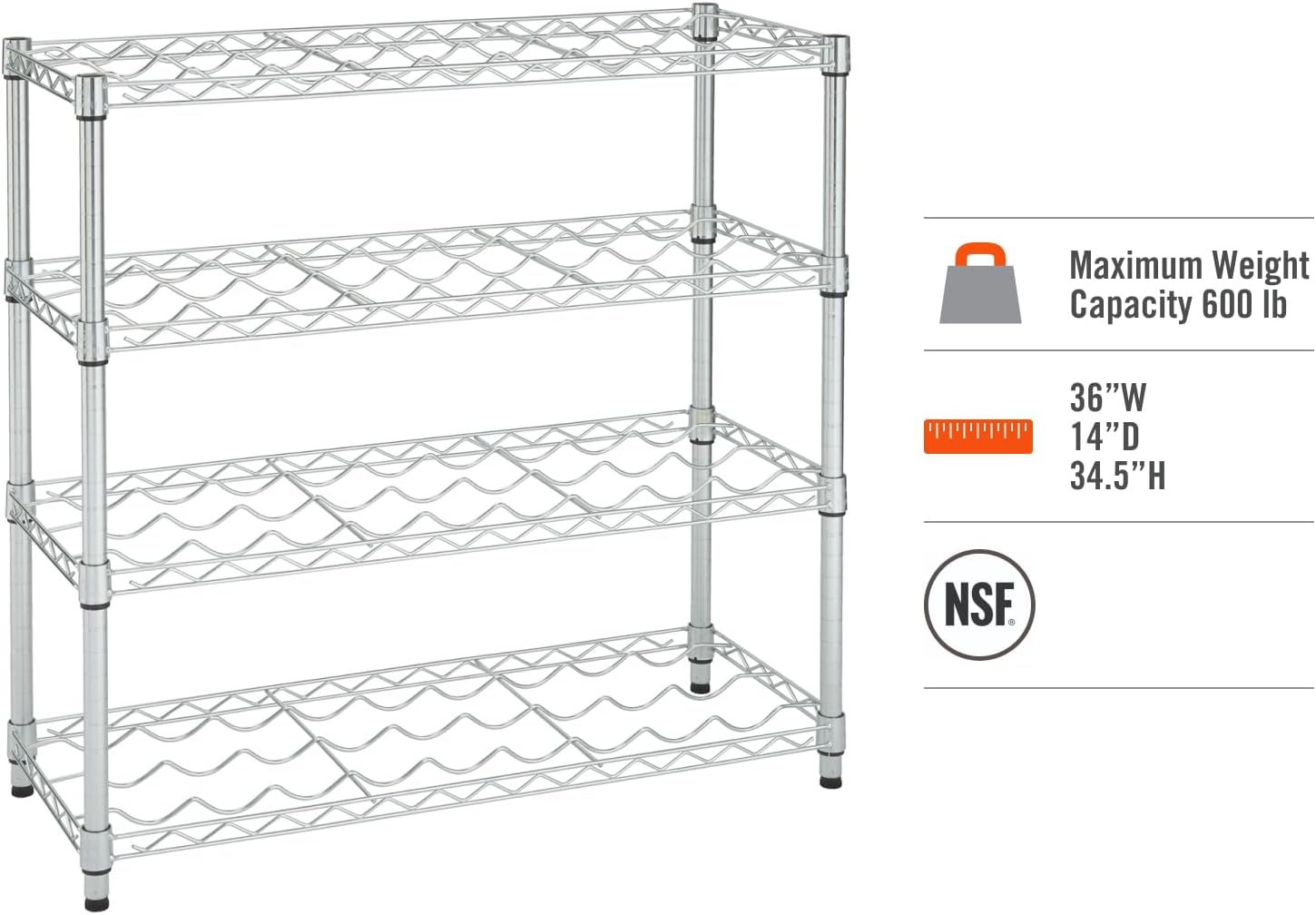 TRINITY 4-Tier Adjustable Wine Rack Freestanding Chrome