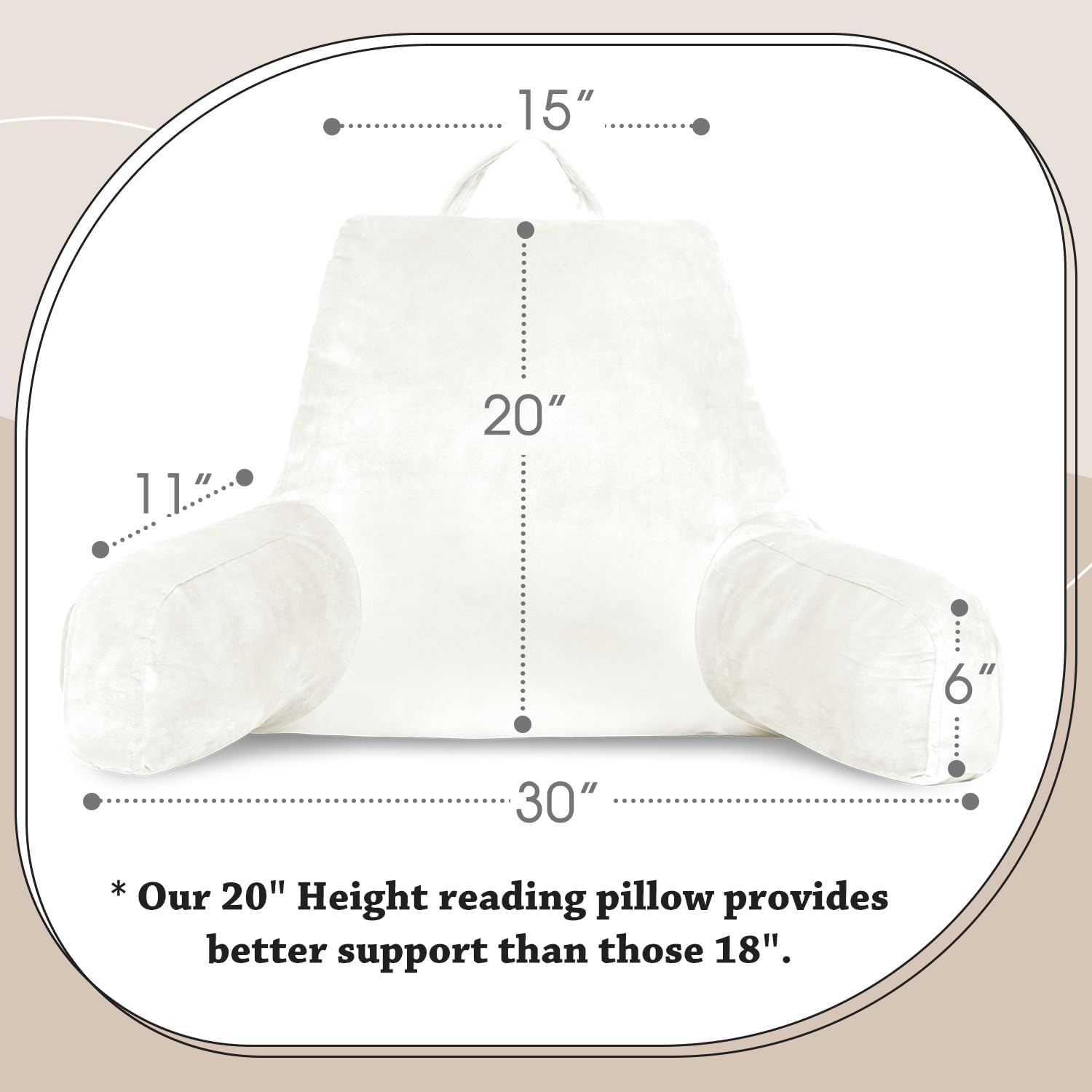 LOVTEX Reading Pillow with Removable Cover 20 x 15 Inches White