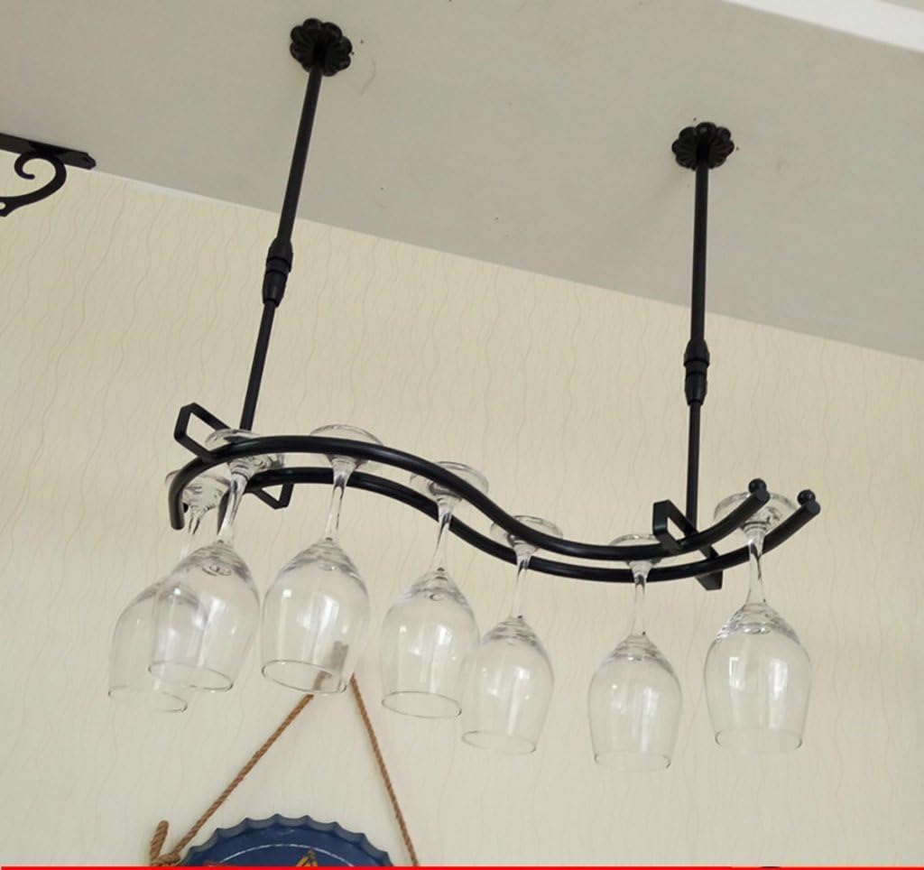 Suspension Wine Glass Holder Black Wrought Iron