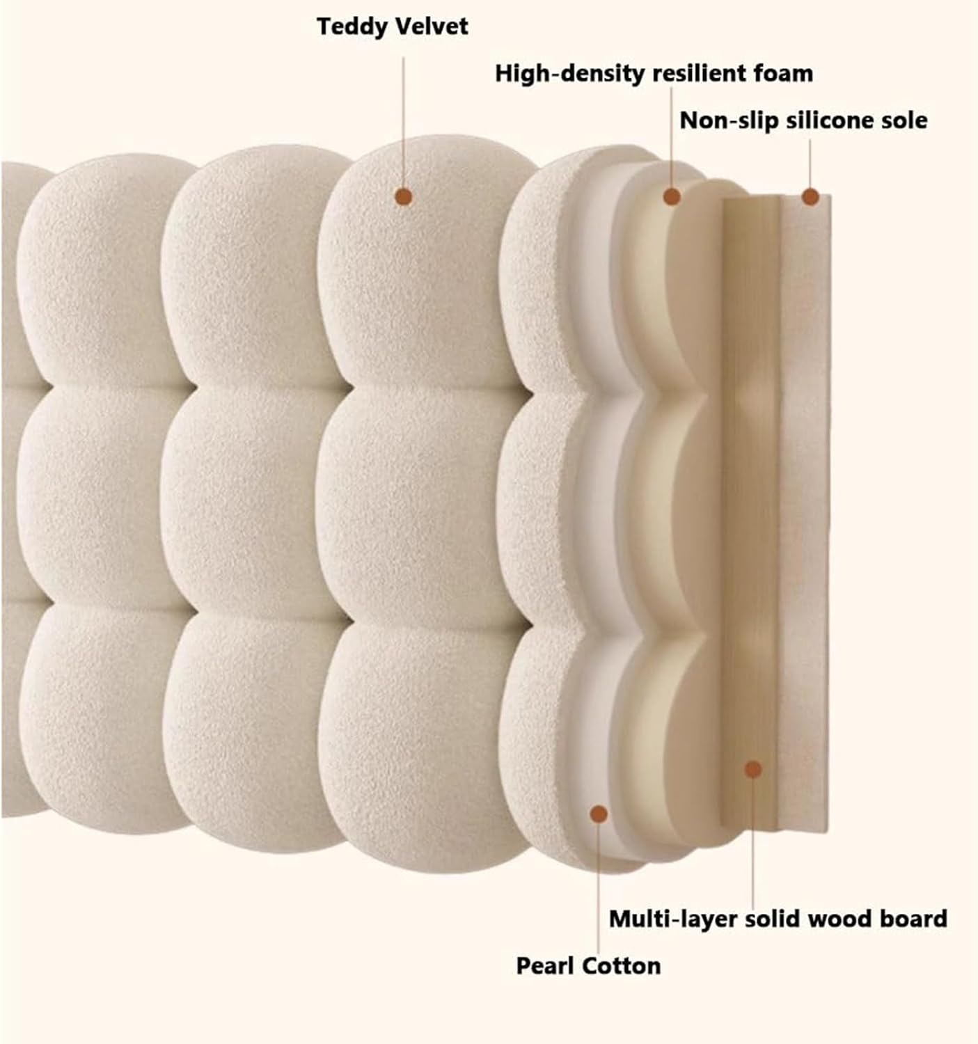 Fluffy Wedge Headboard Pillow 150x60x10cm for Bed and Reading