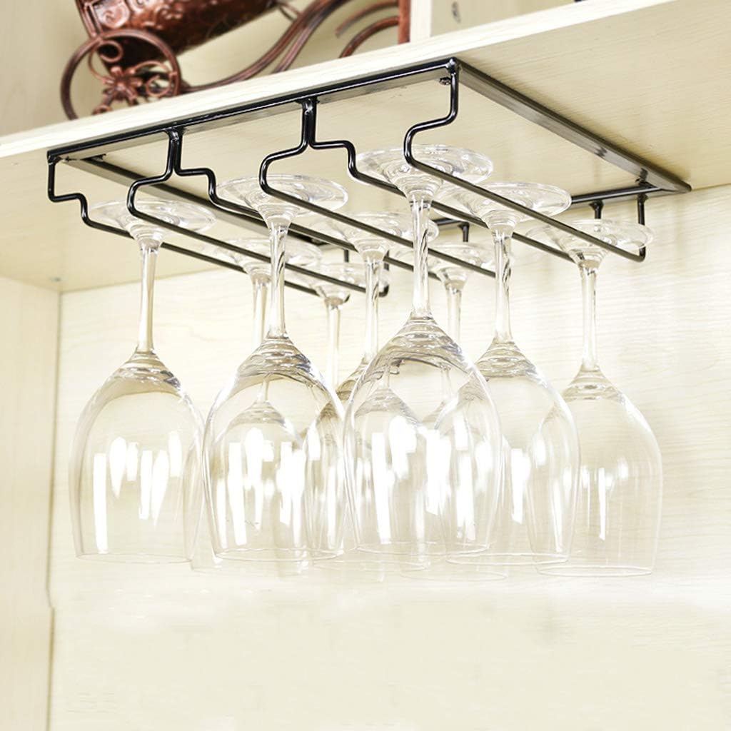ZJDYDY 4 Rows Black Wine Glass Rack