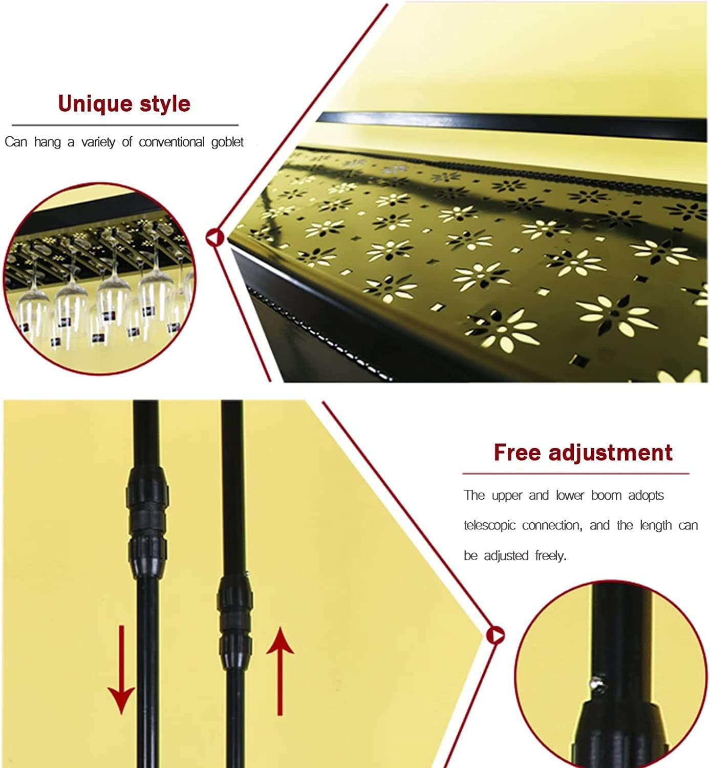 IOCCIOBB Wall-Mounted Wine Rack with Adjustable Holders