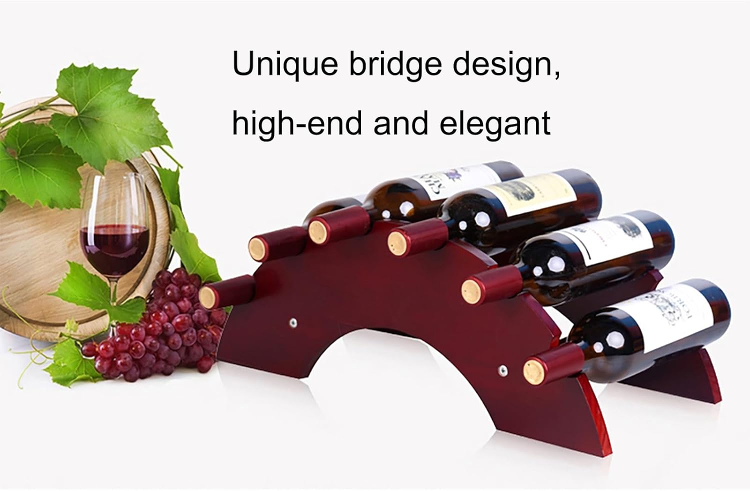 Comepa Solid Wood Arch Bridge Wine Rack - 4 Bottle Storage