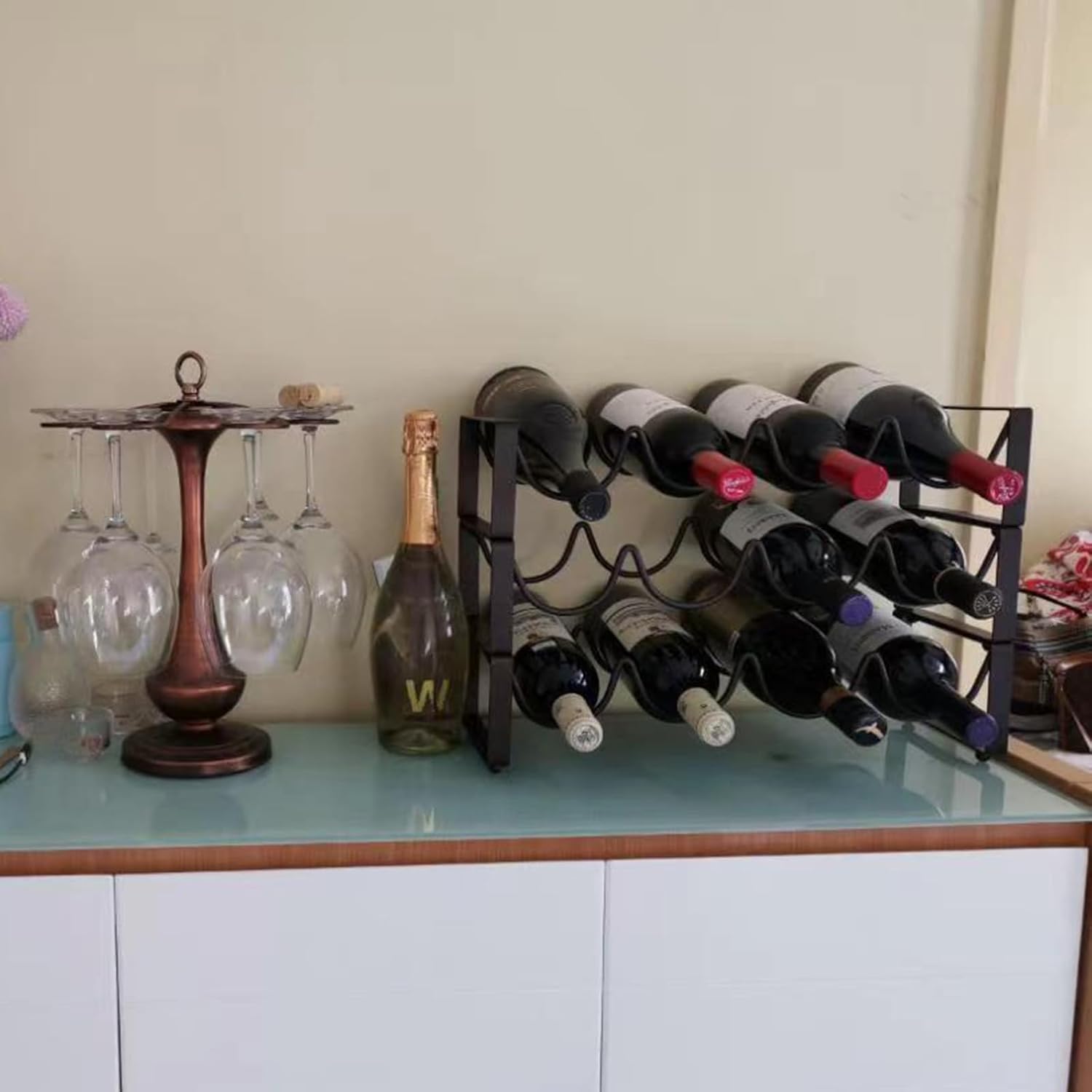 Zyqixluk Iron Stacking Wine Rack Freestanding