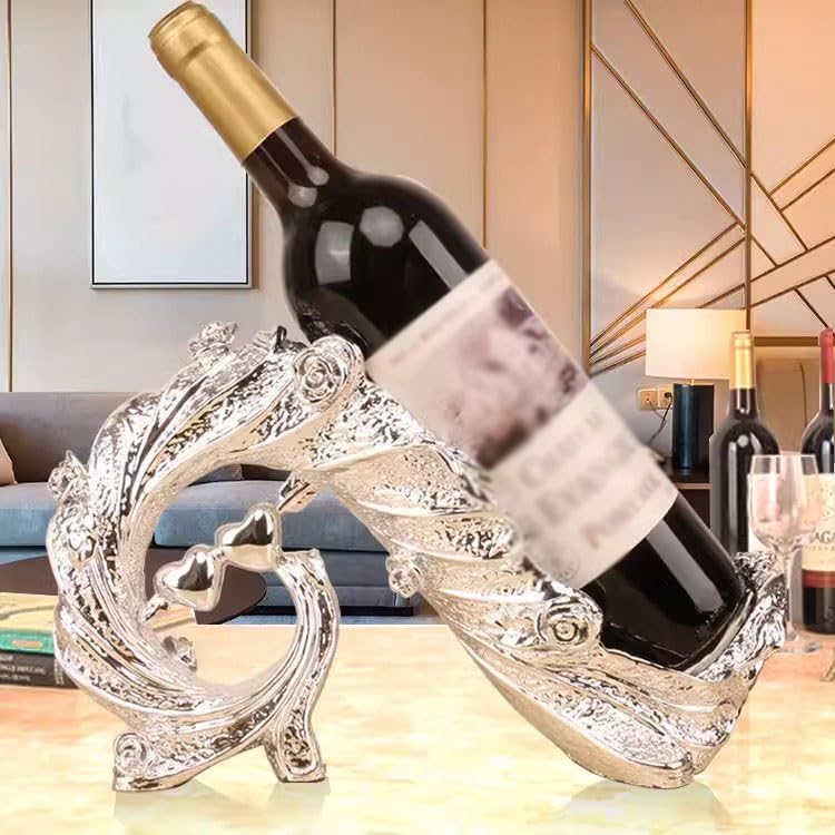 Space-Saving Silver Peacock Wine Rack for Home Decor
