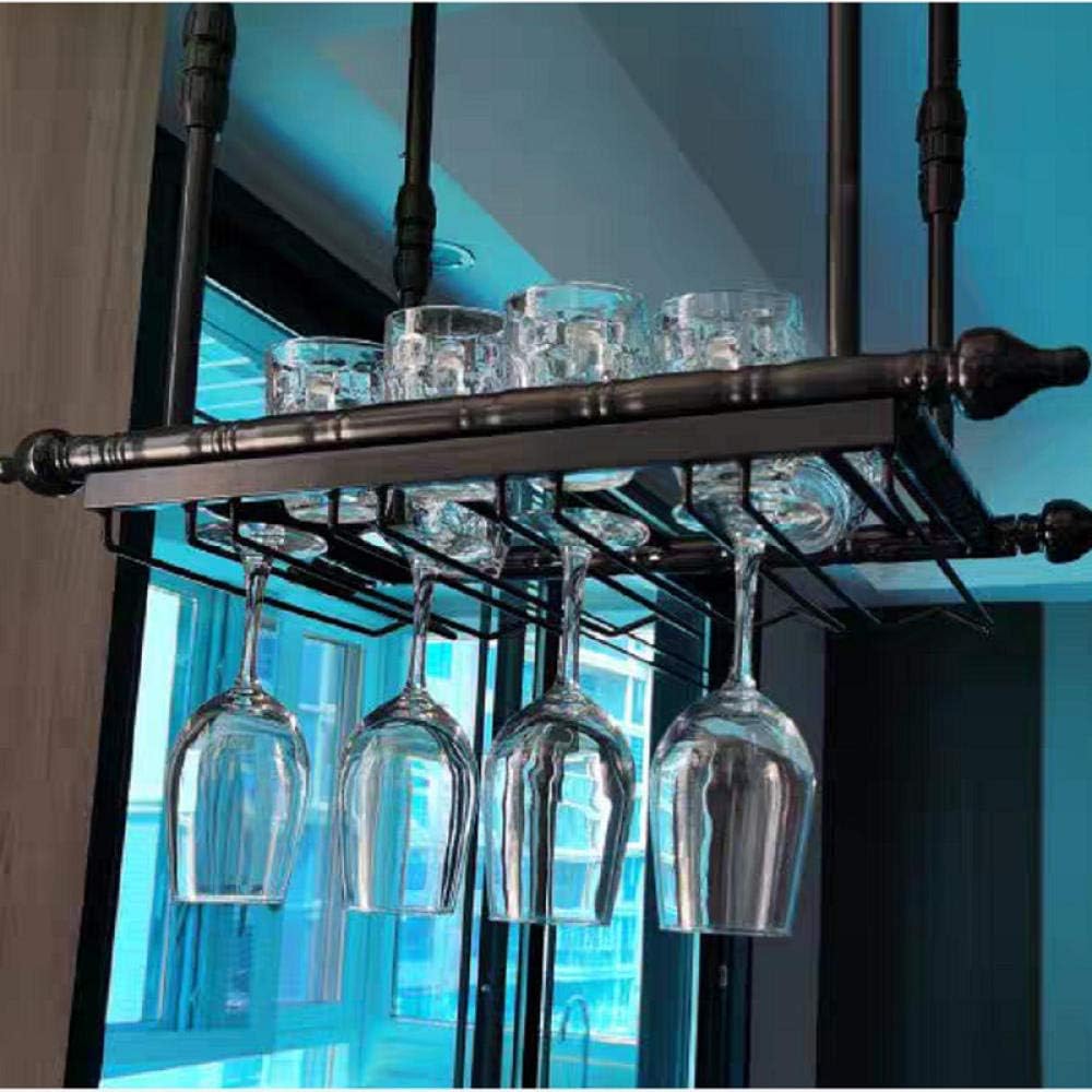 FCHMY Wine Glass Rack - Adjustable Space-Saving Black 80x30cm