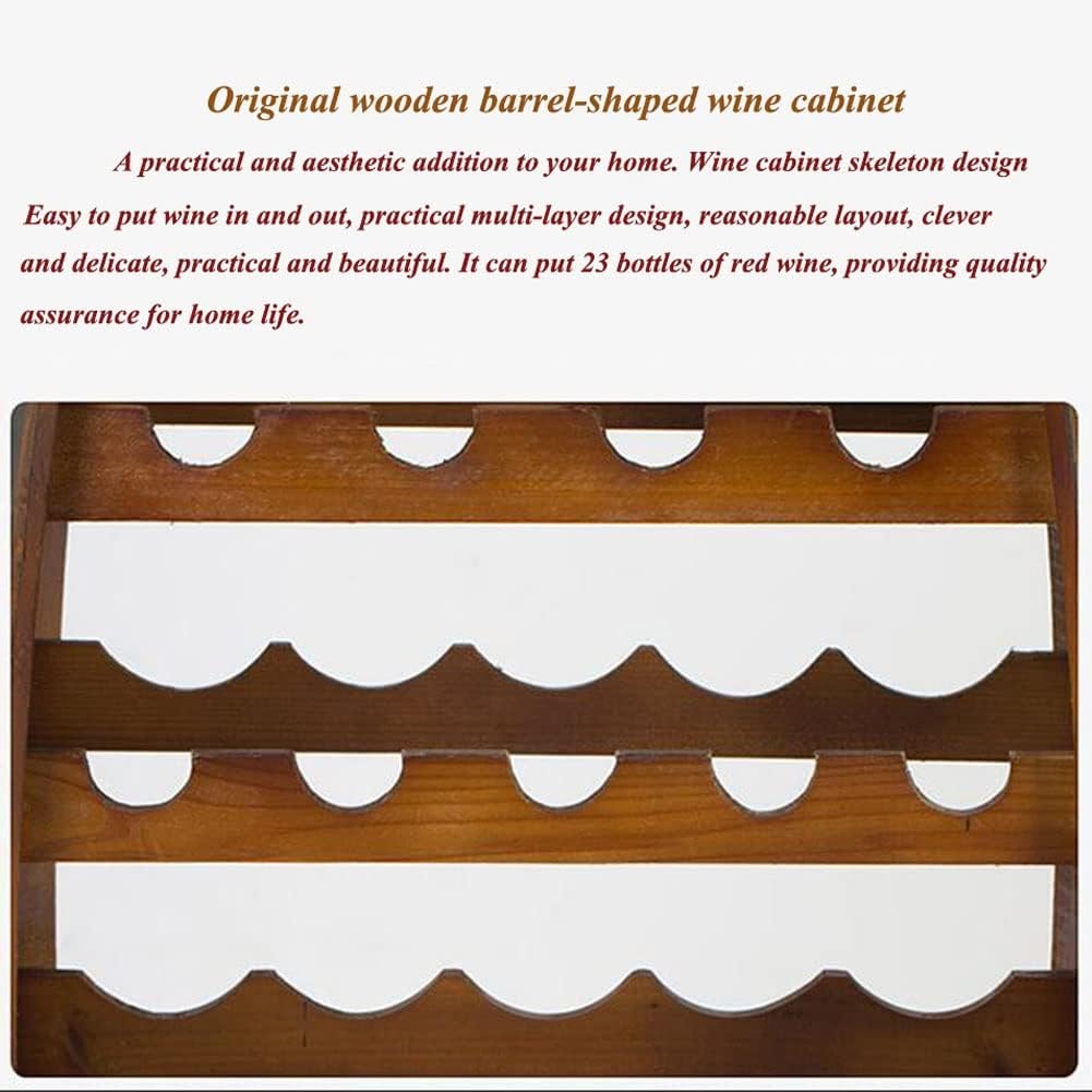 Etlegor Wooden Barrel Wine Rack - Rustic Free Standing Wine Storage Shelf