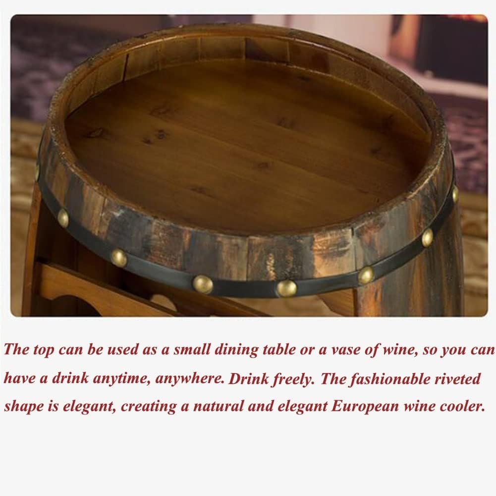 Etlegor Wooden Barrel Wine Rack - Rustic Free Standing Wine Storage Shelf