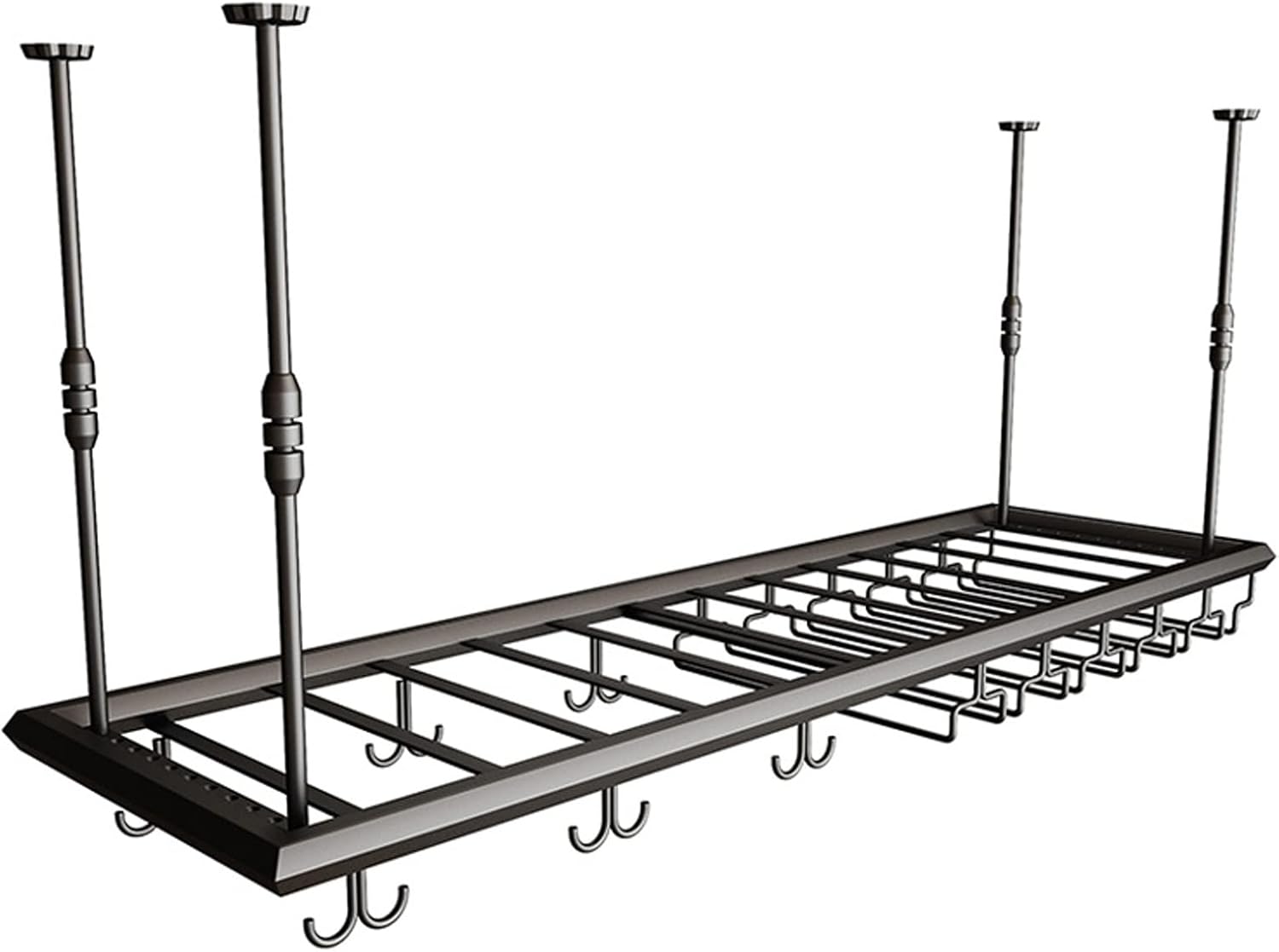 Wordfun Adjustable Wine Glass Rack for Ceiling Black Iron