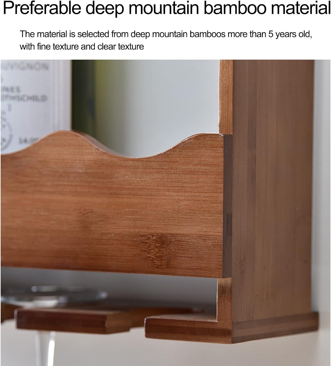 Wall-Mounted Wine Glass Holder with Solid Wood Design 1