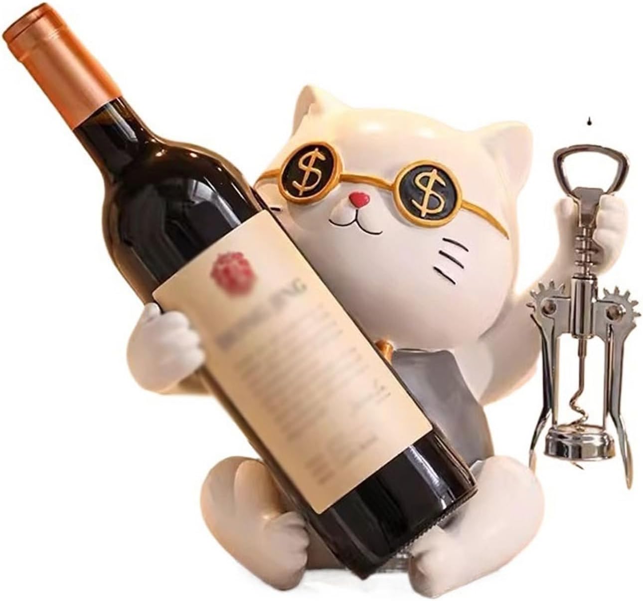 Stylish Tabletop Wine Rack with Fortune Cat Design
