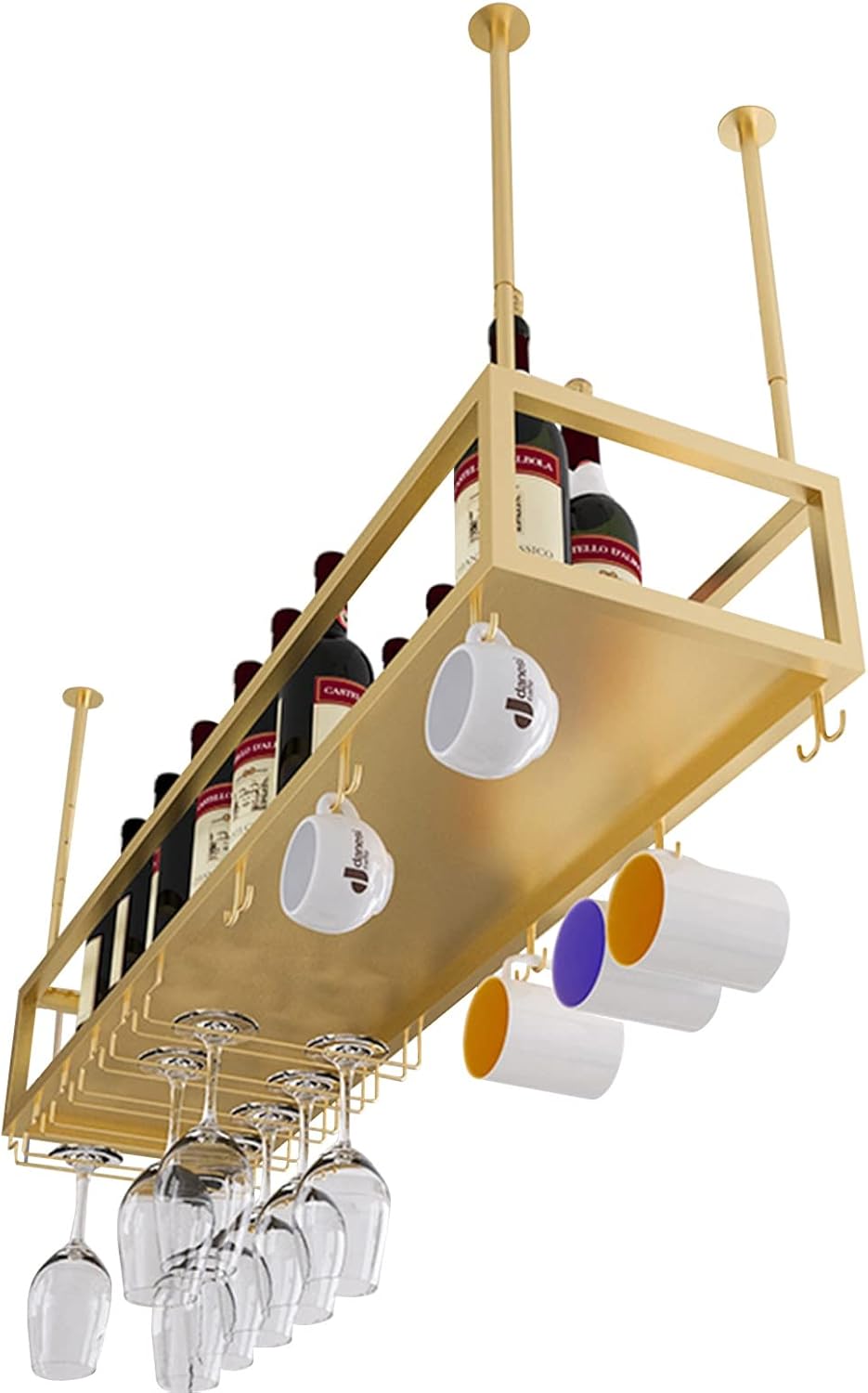 Gold Hanging Wine Glass Holder with Adjustable Arm