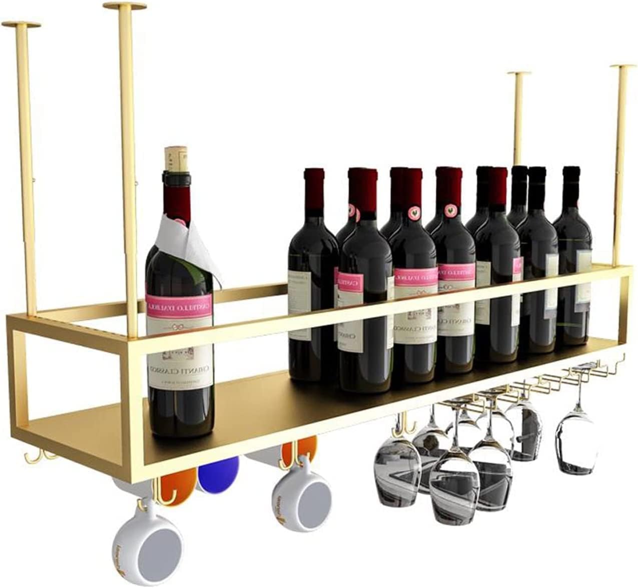 IOCCIOBB Wall-Mounted Wine Rack with Adjustable Metal Shelf