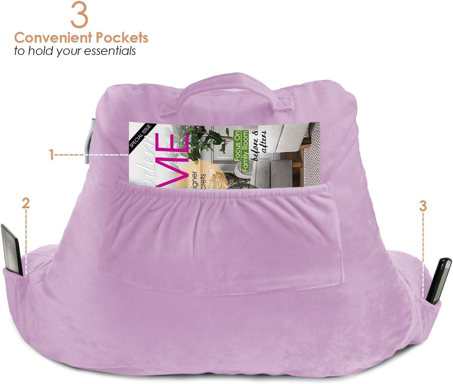 Nestl Reading Pillow with Lap Desk - Lavender 1