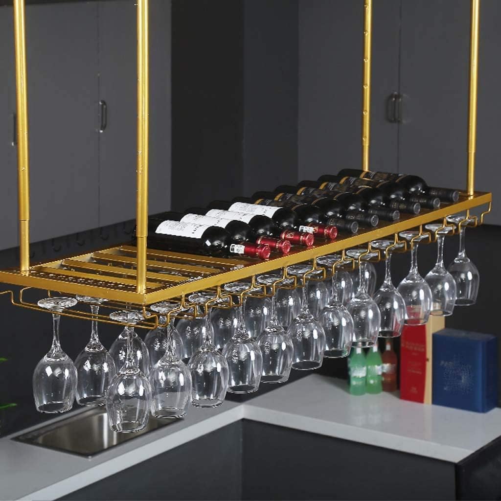 Adjustable Wall-Mounted Wine Glass Holder with Ceiling Mount