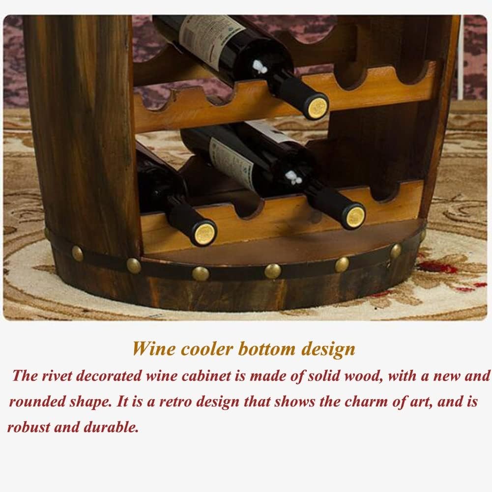 Etlegor Wooden Barrel Wine Rack - Rustic Free Standing Wine Storage Shelf