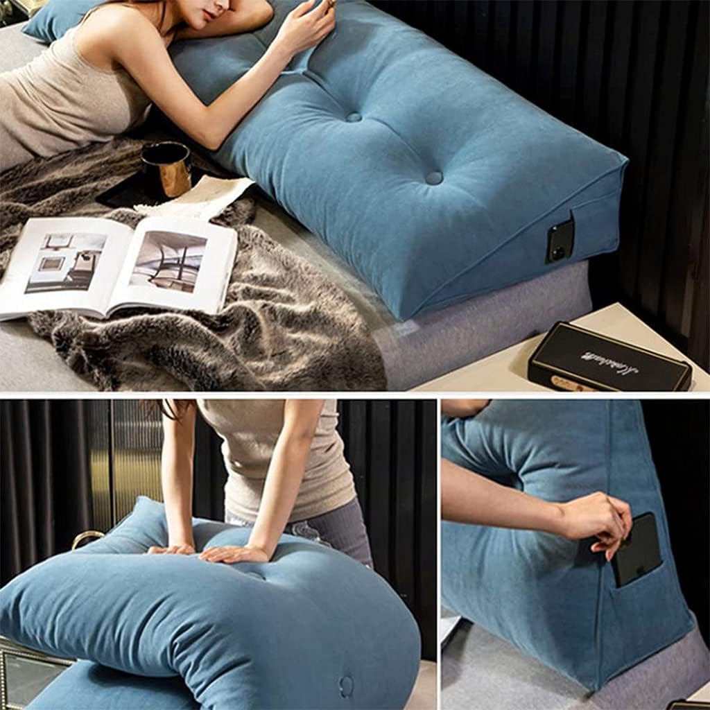 ZZYK Headboard Pillow Fleece Triangular Wedge Support Reading Cushion with Removable Cover