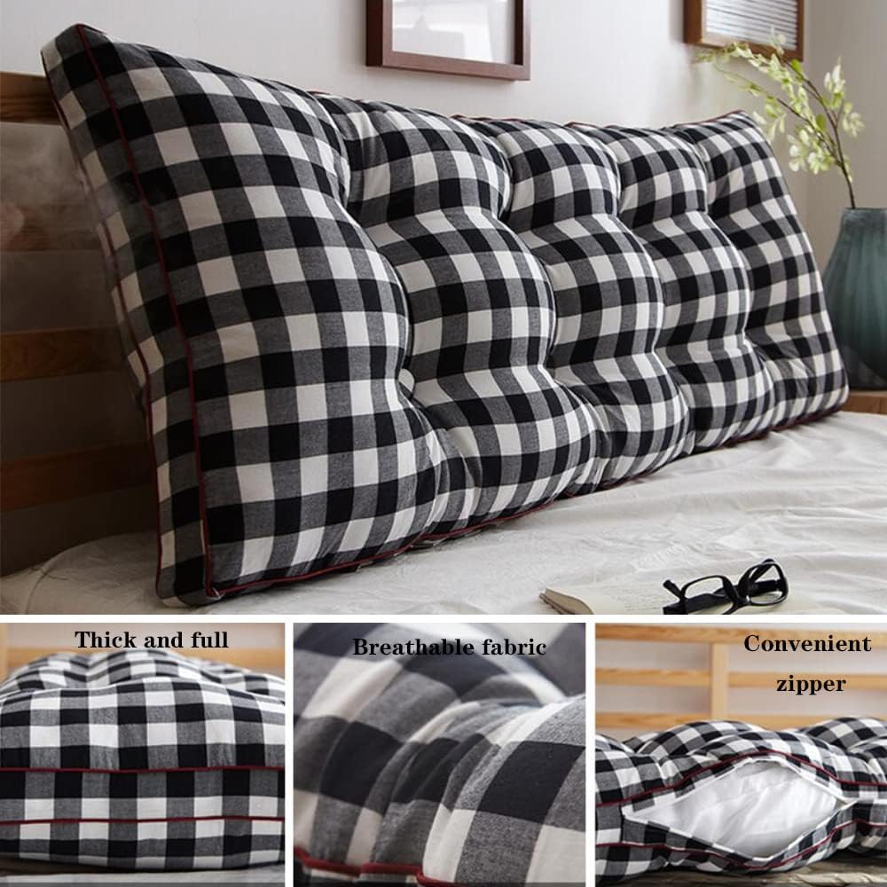 ZZYK Soft Plaid Reading Pillow with Headboard Support