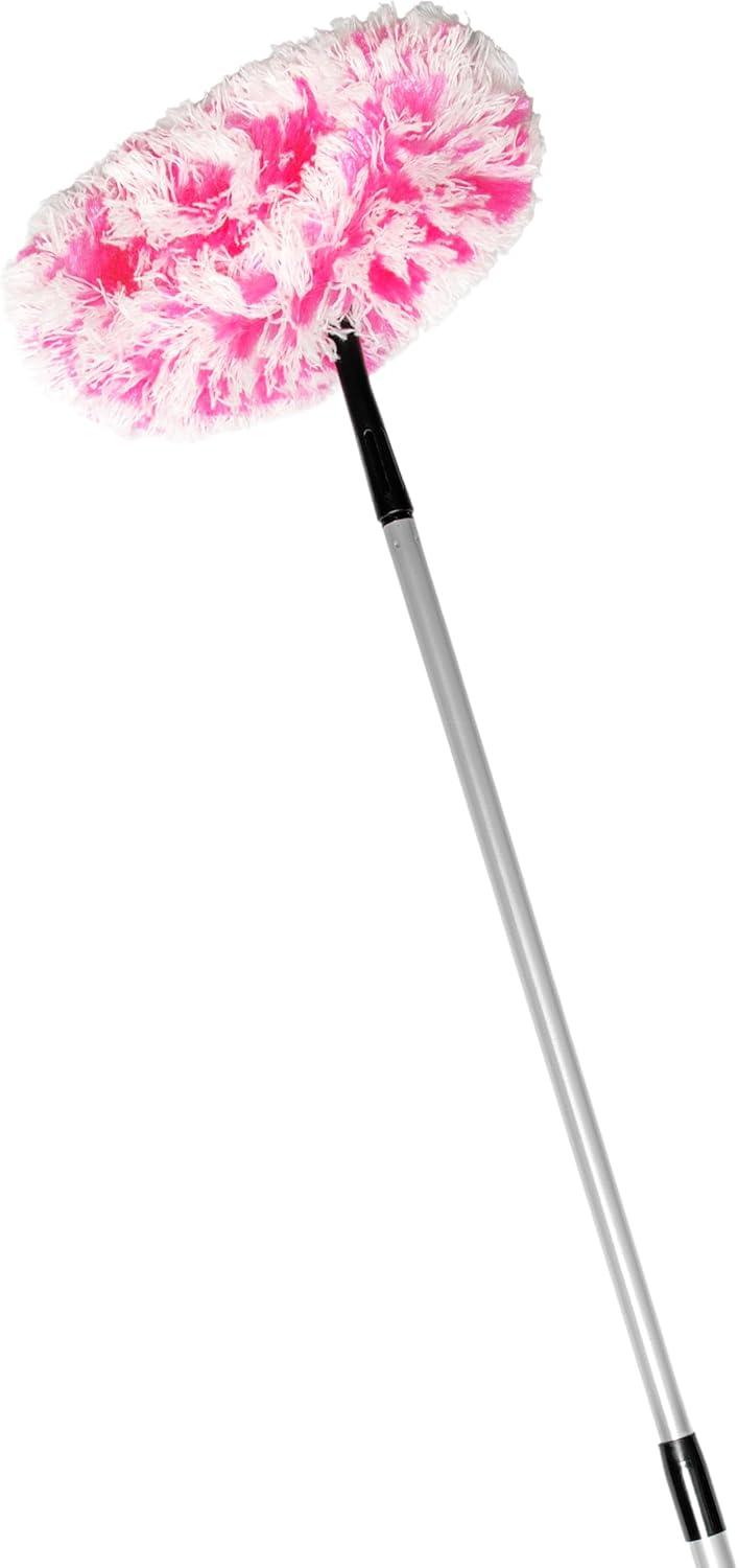 Fuller Brush Fuzzy Fan Duster with Handle Pink