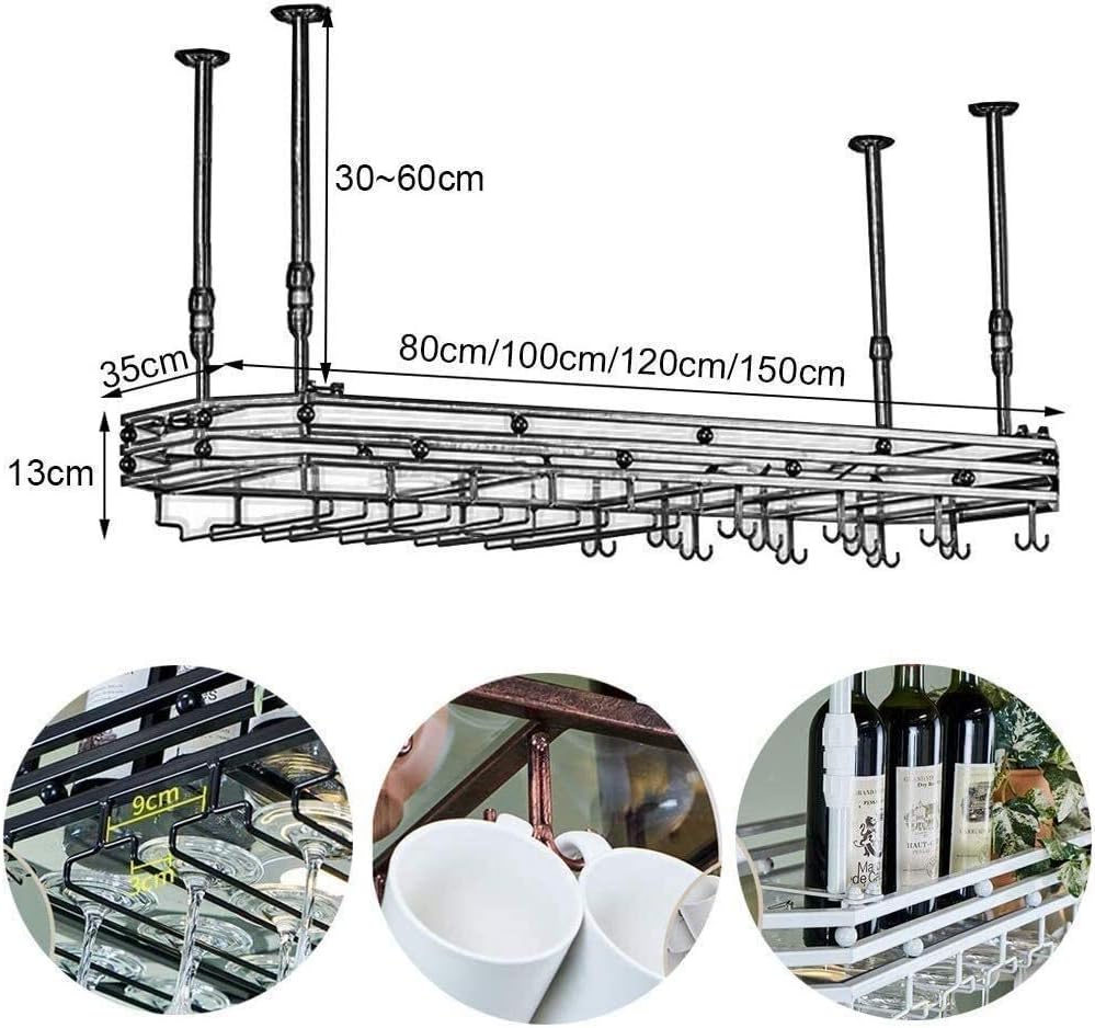Suuim Wall Mounted Wine Rack with Glass Holder and Shelf